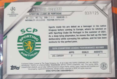 ROOKIE Manuel Ugarte Topps 2021-2022 Jade Edition (LTD) OUT OF 125 *ONLY 125 IN THE WORLD*