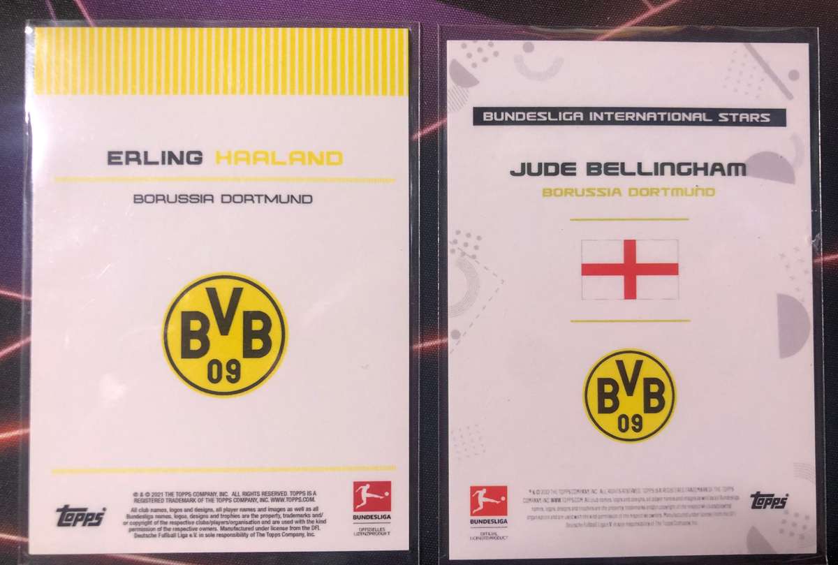 Jude Bellingham Erling Haaland pack of 2 cards Topps Bundesliga 2021