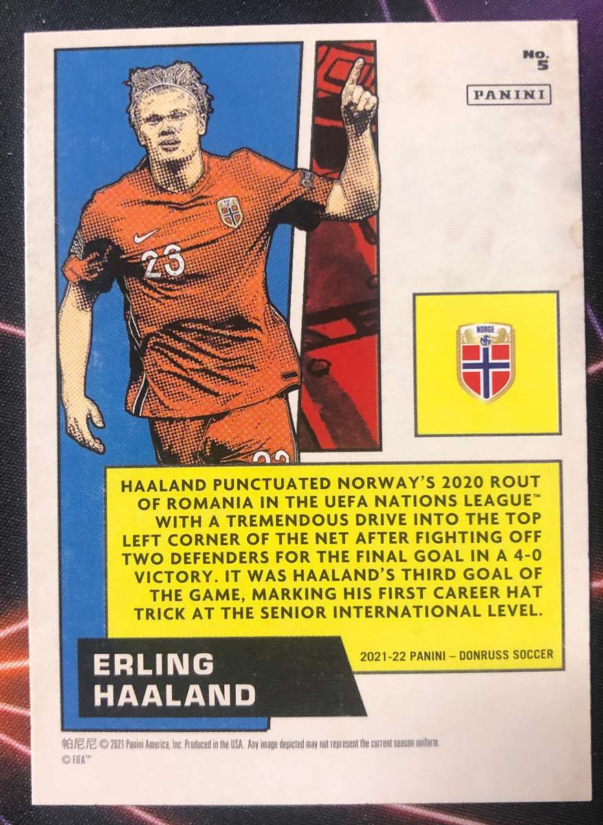 Erling Haaland Marvels Donruss soccer 2021-2022 INSERT SOCCER TRADING CARD