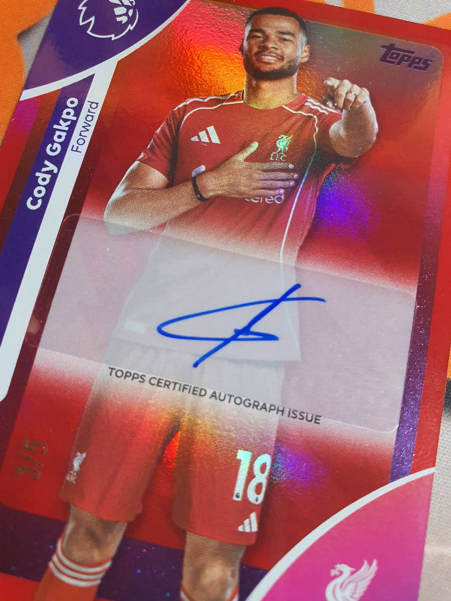 Cody Gakpo AUTOGRAPH Numbered out of 5 RARE Red Colour match Topps EPL 2026 soccer trading card