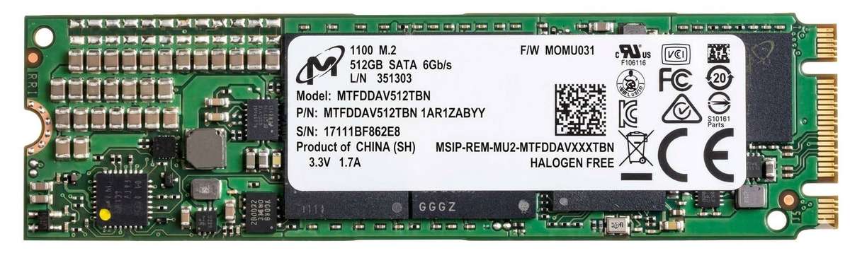 Micron 1100 512GB M.2 SATA SSD High Speed Internal Solid State Drive (Model: MTFDDAV512TBN)