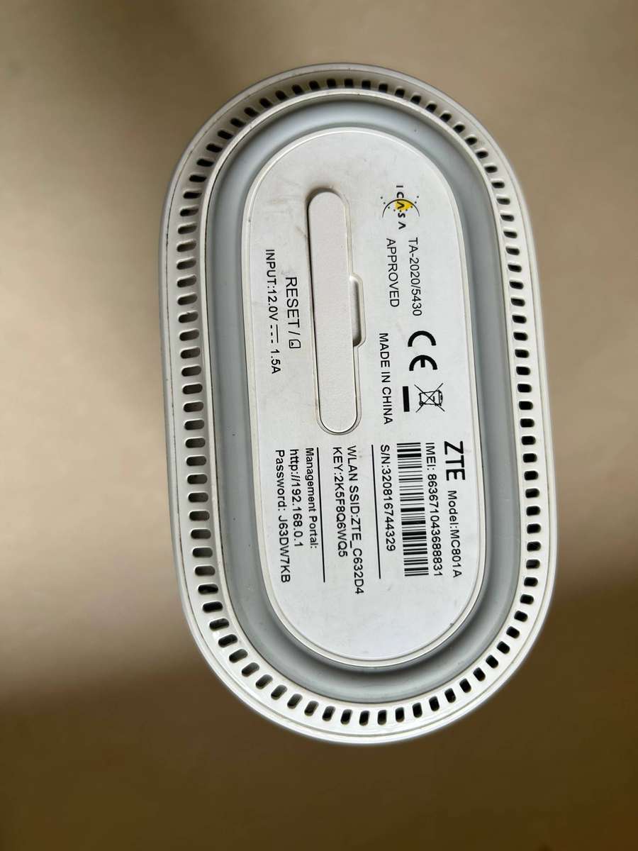 Lightning-Fast 5G: ZTE MC801A Router (Locked to RAIN Network) - Can be unlocked