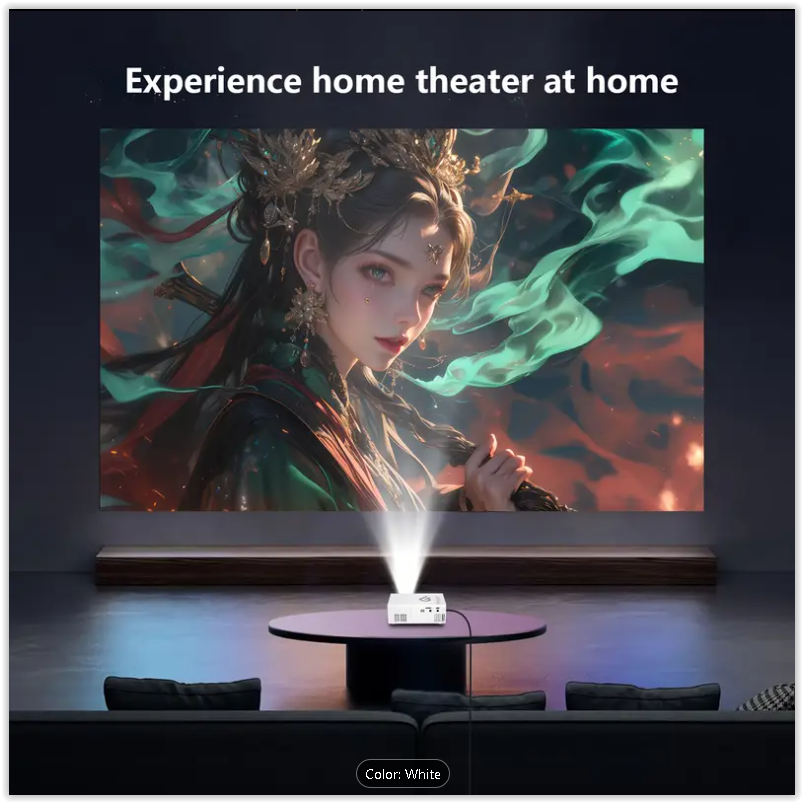 GTEQY Portable Mini Projector, Home Projector, Best Viewing Experience, Fast Gathering, LED Light