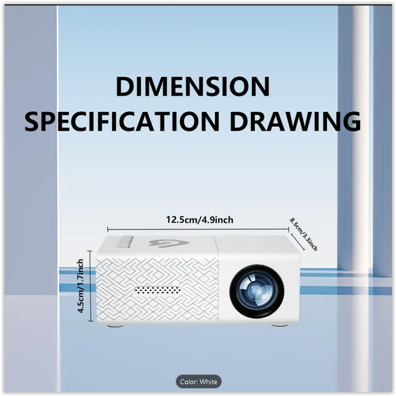 GTEQY Portable Mini Projector, Home Projector, Best Viewing Experience, Fast Gathering, LED Light