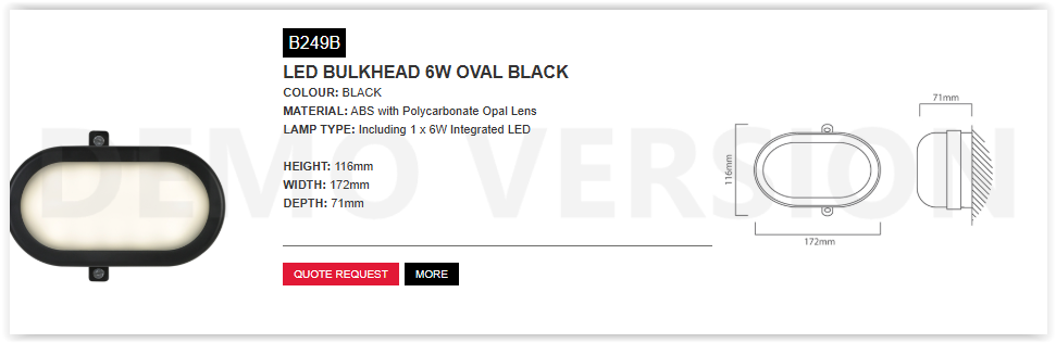 Eurolux Black Large Oval Bulkhead Fitting. The B249B: Outdoor Lighting Perfected. Includes 6 W LED