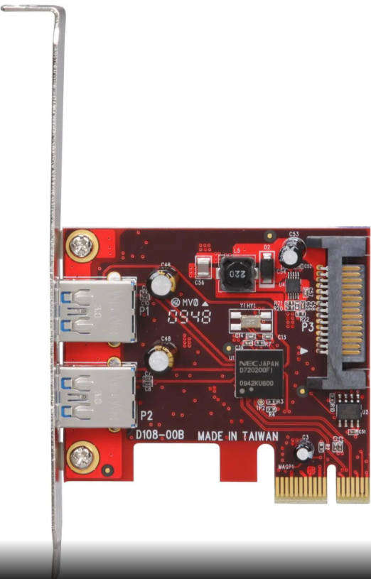 Vantec 2-Port PCIe USB 3.0 Expansion Card - Model: U6T-PC302 / Molex Powered / Tested Working