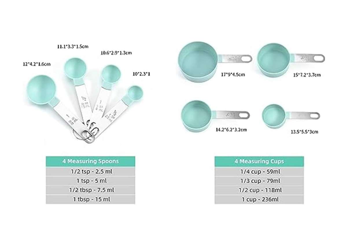 Measuring Cups and Spoons 8-Piece Set  Blue