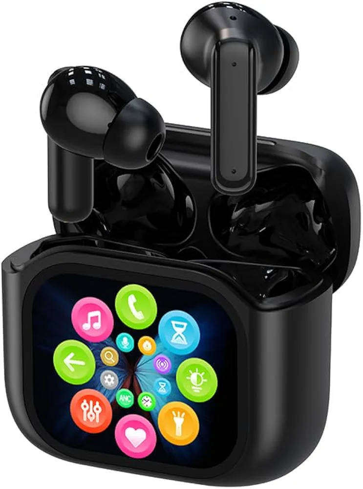 LCD Touchscreen Pure Sound Quality TWS Earbuds with ANC + ENC Noise Cancellation