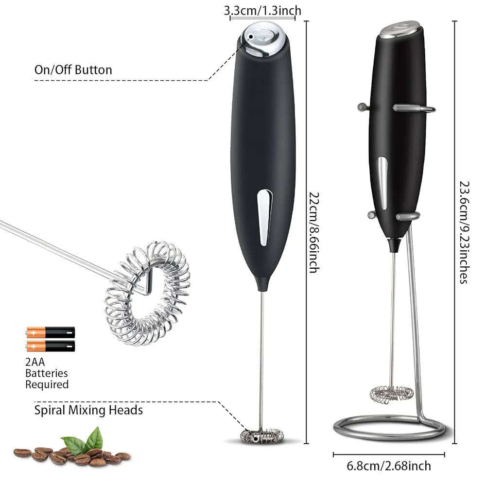 3-Piece Barista Coffee Art Kit | Milk Frother, Cocoa Shaker & 16 Stencils