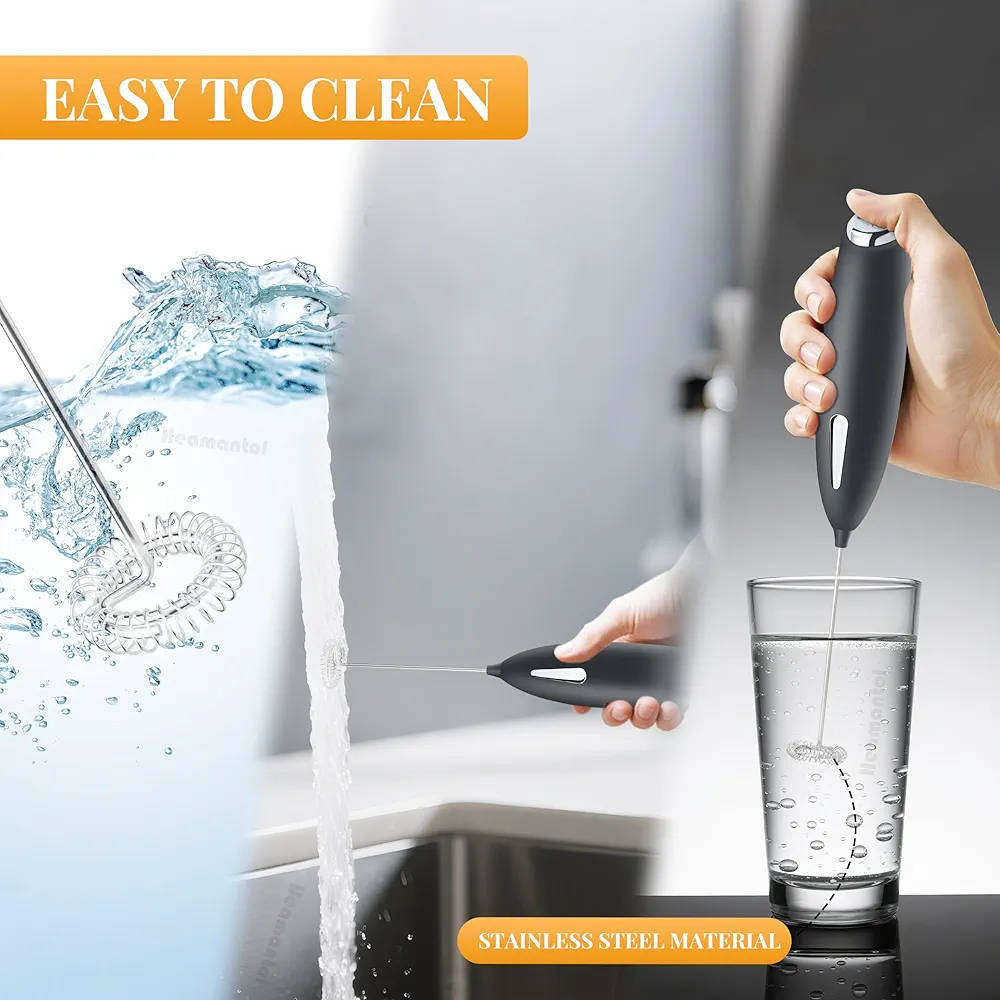 3-Piece Barista Coffee Art Kit | Milk Frother, Cocoa Shaker & 16 Stencils