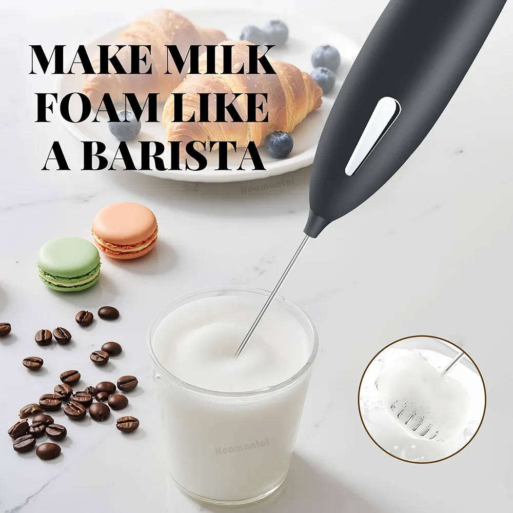 3-Piece Barista Coffee Art Kit | Milk Frother, Cocoa Shaker & 16 Stencils