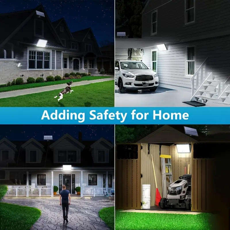 SET OF 2  400 LED Solar Motion Sensor Floodlights with Remotes