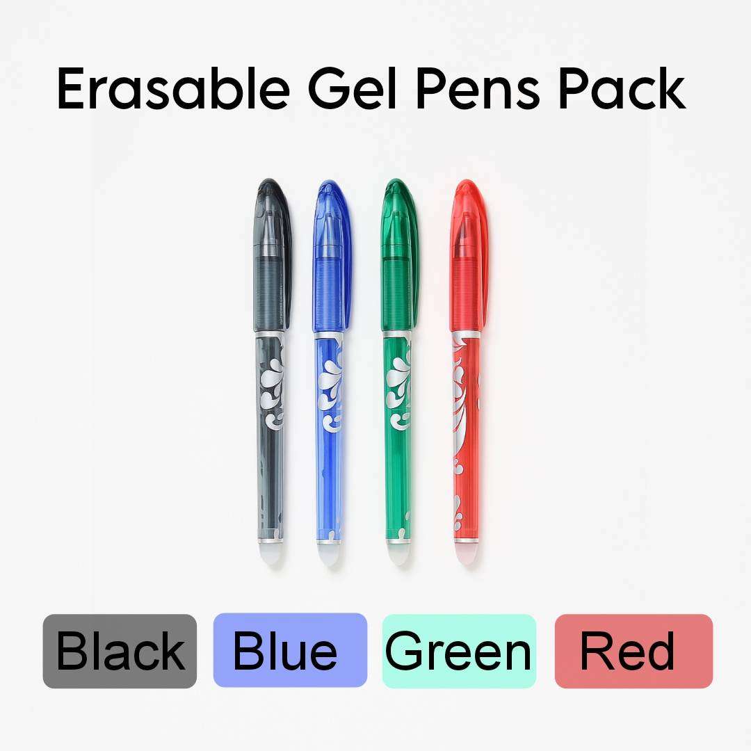 4-Pack Multicolor Erasable Gel Pens | Black, Blue, Green, Red | Limited Stock
