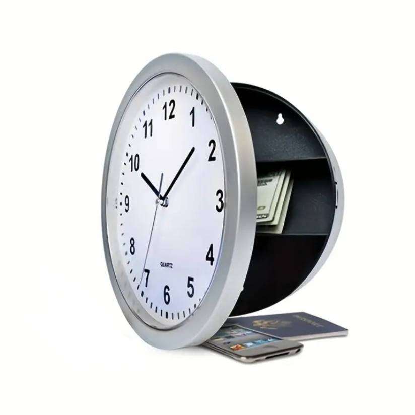 25 cm Hidden Storage Silent Wall Clock | Modern Décor Meets Smart Security