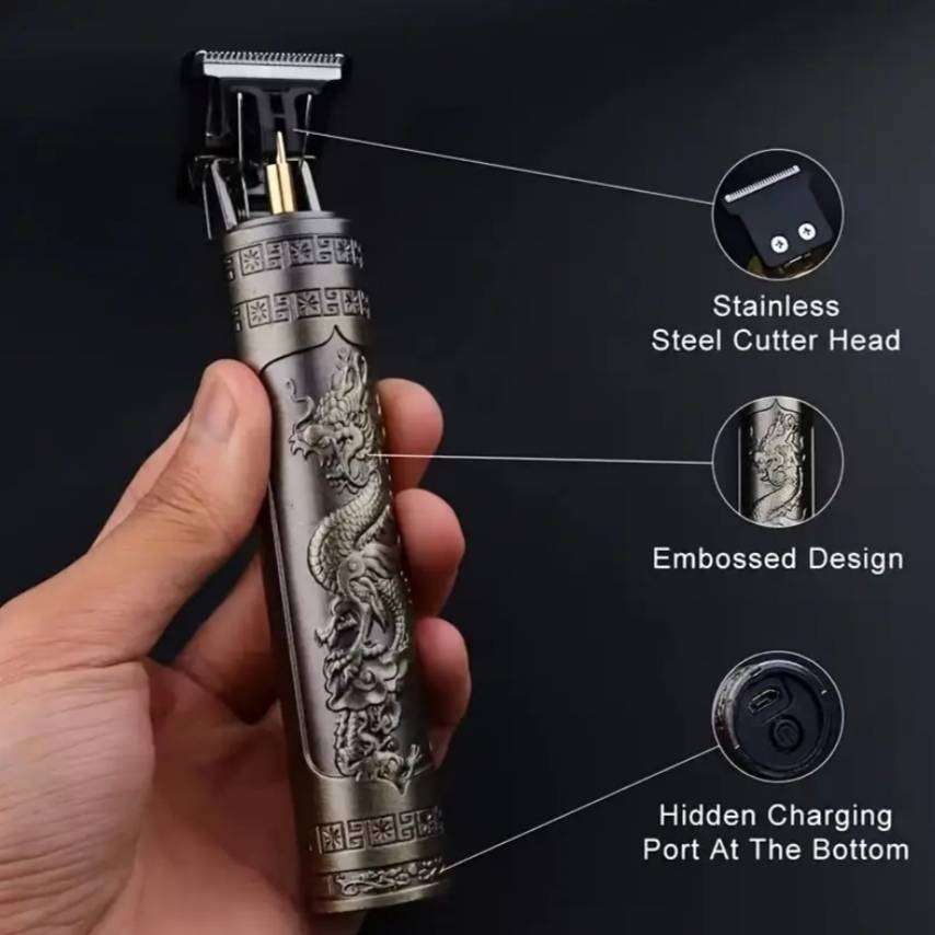 Rechargeable Bronze Dragon Hair Trimmer - Zero-Gap T-Blade Clipper