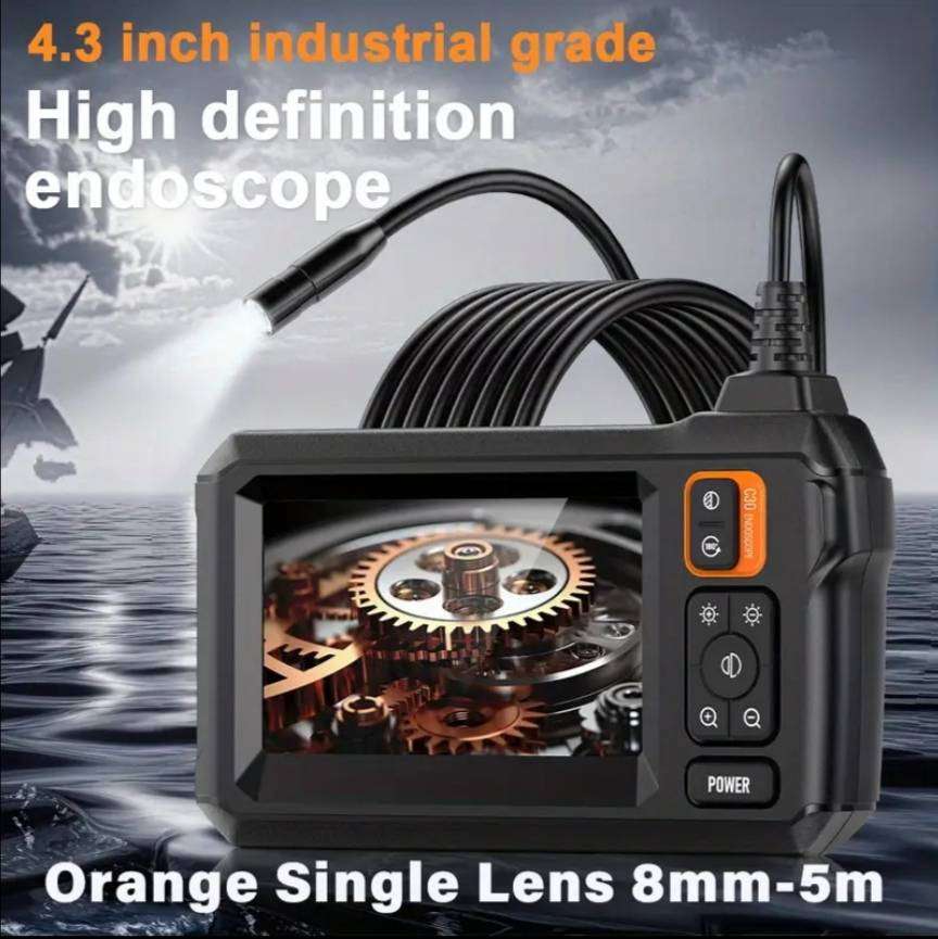 Industrial Grade Waterproof Endoscope Inspection Camera  8mm-5m Single Lens, 4.3" IPS LCD