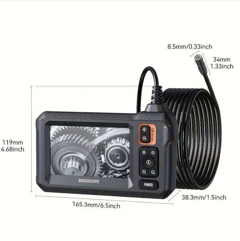 Industrial Grade Waterproof Endoscope Inspection Camera  8mm-5m Single Lens, 4.3" IPS LCD