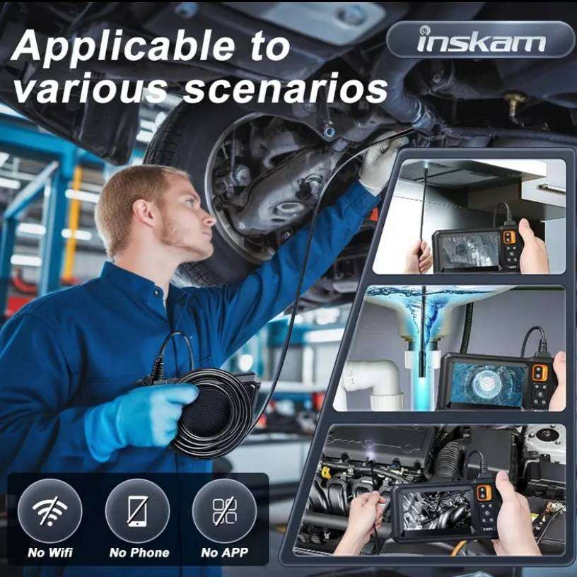 Industrial Grade Waterproof Endoscope Inspection Camera  8mm-5m Single Lens, 4.3" IPS LCD