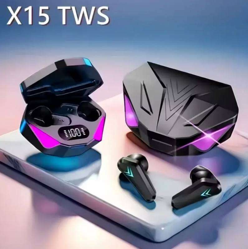X15Pro Wireless Earbuds  Ultra-Low Latency Gaming & Entertainment with RGB Lights