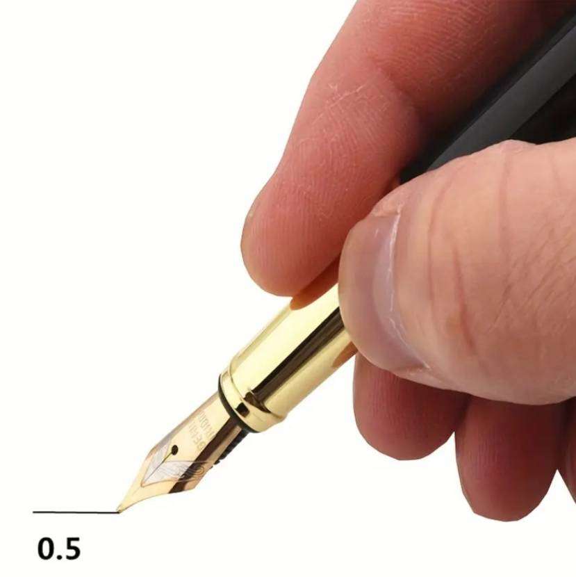 Luxury Fountain Pen + 30 Ink Cartridges (20 Black, 10 Blue) | 0.5 mm Smooth Writing Pen