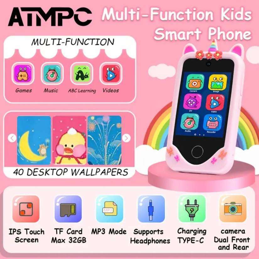 Dual Camera Educational Smart Touchscreen Device + 32GB Fun & Safe Mobile Learning for Kids - Pink