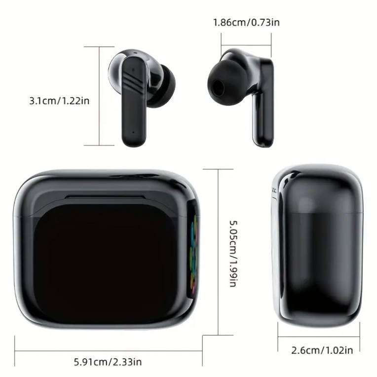 LCD Touchscreen Pure Sound Quality TWS Earbuds with ANC + ENC Noise Cancellation