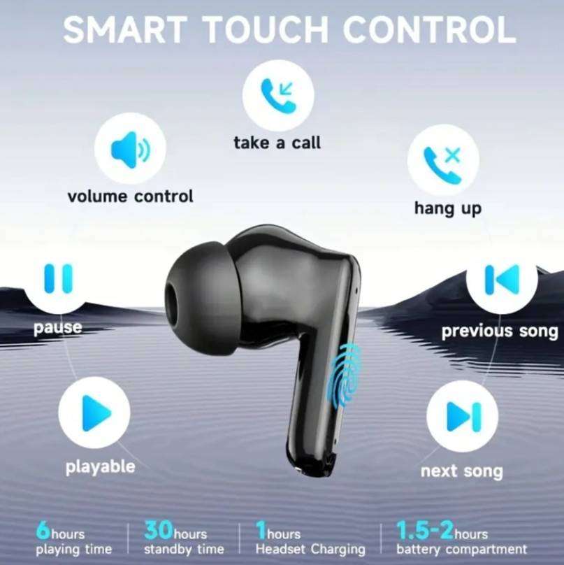 LCD Touchscreen Pure Sound Quality TWS Earbuds with ANC + ENC Noise Cancellation