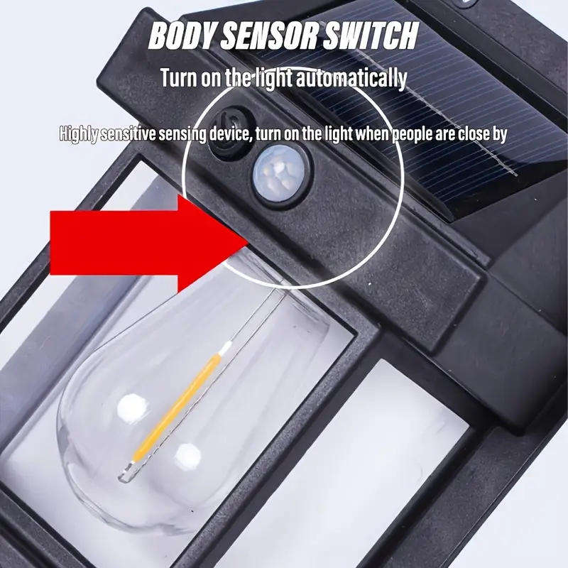 2 x Solar Outdoor Solar Wall Lanterns with Motion Sensor | IP65 Waterproof | Auto On/Off