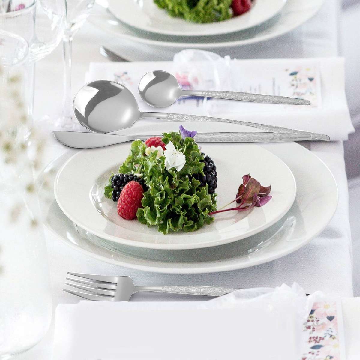 24-Piece Silverware Set | Elegant Portuguese Style | Heavy-Duty Rust-Resistant, 18/8 Stainless Steel