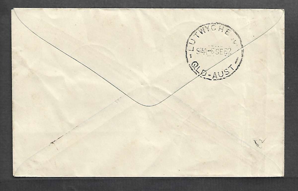 Australian Inland Mission 1912 - 1962, 5d x4, G.P.O.BRISBANE QLD AUST 5 SEP 62cds, LUWYCHE arrival