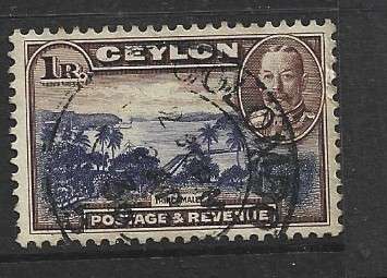 Ceylon, GVR, 1935, 1 Rupee, used