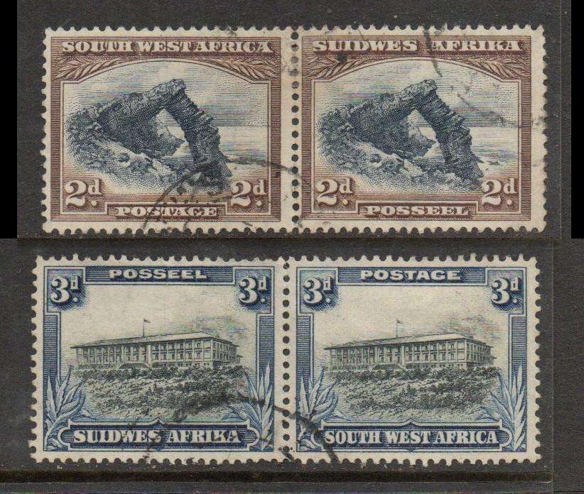 South West Africa. 1931, 2d, 3d, pairs, used