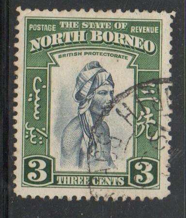 North Borneo,1939, 3 cents, slate-blue & green, used