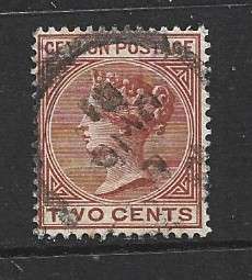 Ceylon, VRI, 1883, 2 cents, used