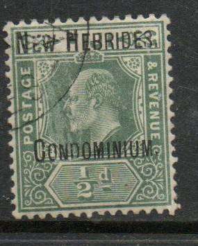 New Hebrides, opt on Fiji, EVIIR, 1/2d green, used