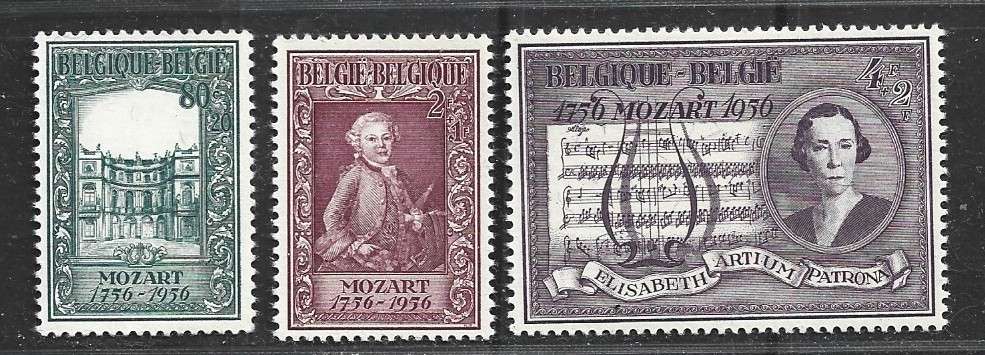 Belgium 1956 Mozart 200th anniversary, set of 3, MNH *