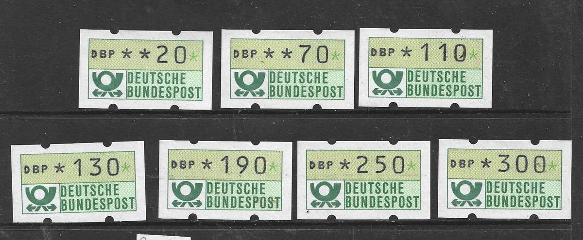 Germany, Federal Republic, 1982, auto stamps, 20, 70, 110, 130, 190,250, 300, MNH **