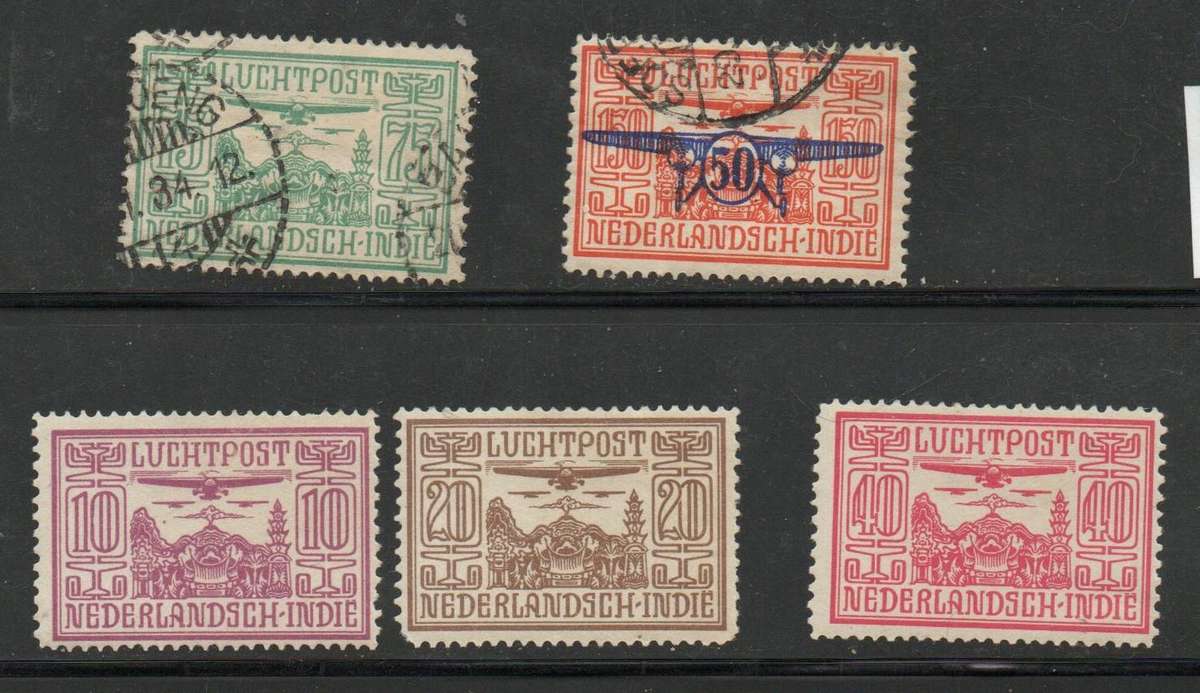 Netherlands Indies, Luchtpost, 10c,20c,40c MH*, 75c used, 50 opt on 150 used