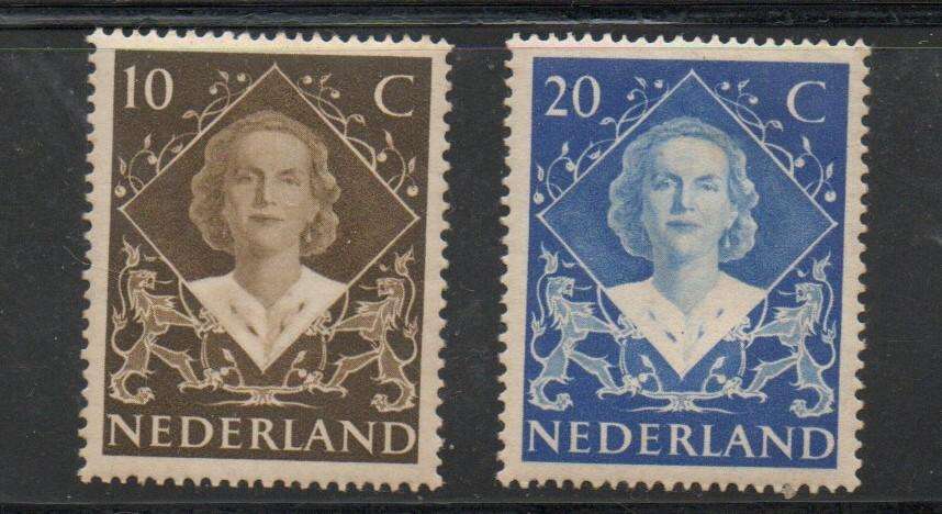 Netherlands, 1948, Juliana Coronation,  10cents, 20 cents MH *