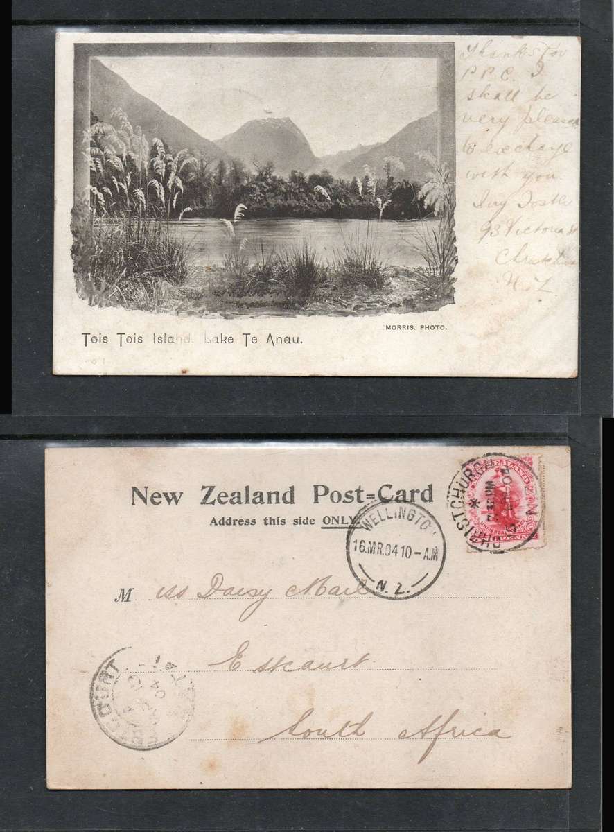 New Zealand Tois Tois Is Lake Le Anau, CHRISTCHURCH 15 MR 04cds>ESTCOURT NATAL, WELLINGTON transit