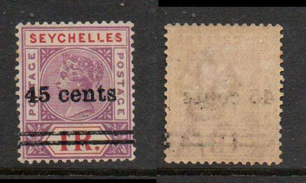 Seychelles, VRI, 1902, 45 cents surcharge on 1 Rupee, MH *