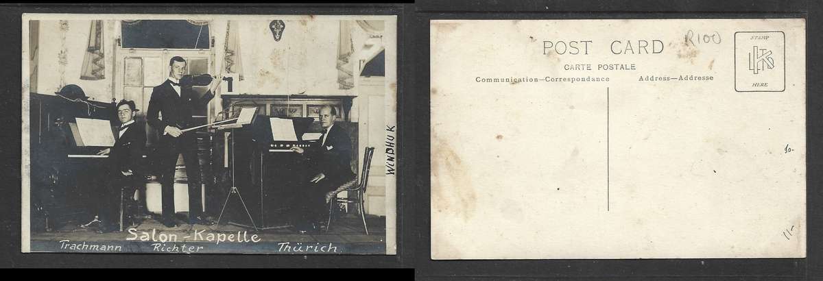 Salon Kapelle, Mssrs Trachman, Richter, Thurich , violin, piano, organ (m/s) WINDHUK