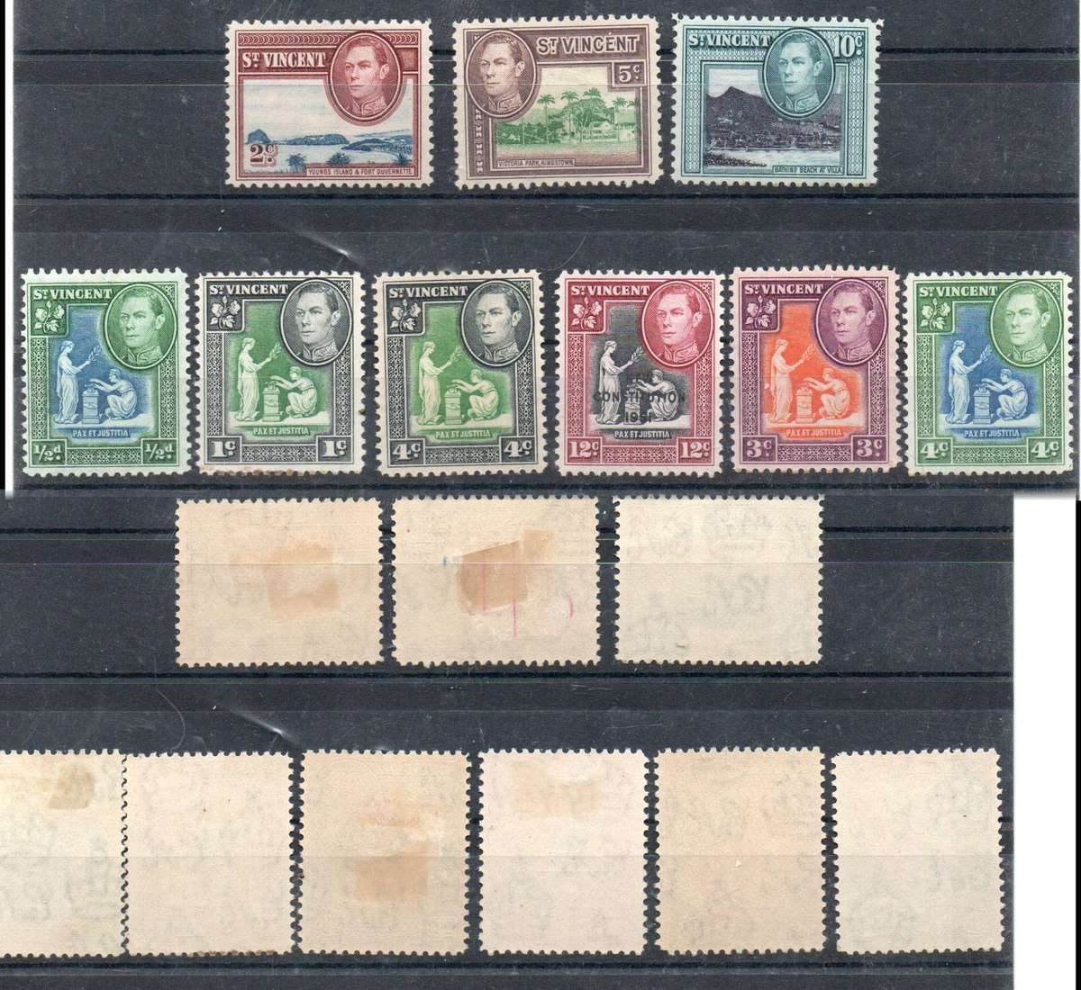 St Vincent, GVIR, 1949, 1/2d, 8 vals 1c - 12c MH*