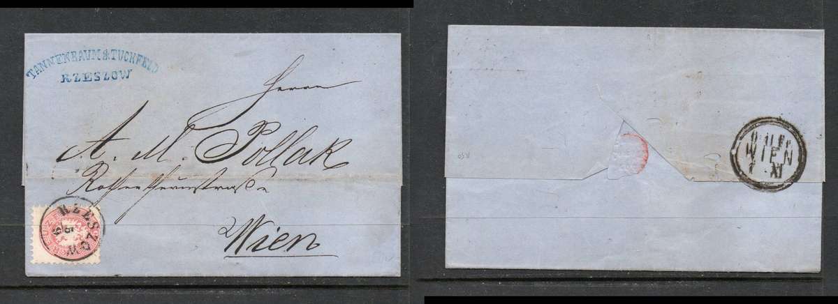Poland Austria cover 5Kr rose, RZESZOW5/9 cds > WIEN