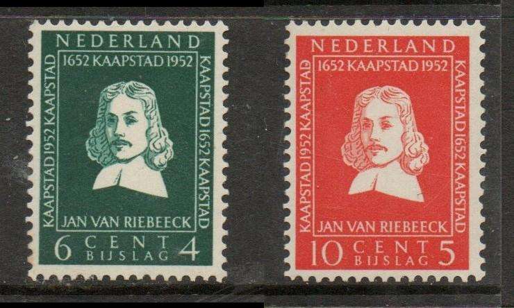 Netherlands, 1952, van Riebeeck Tercentenary, 6 cent + 4 cent, 10 cent + 5 cent ,  MNH **