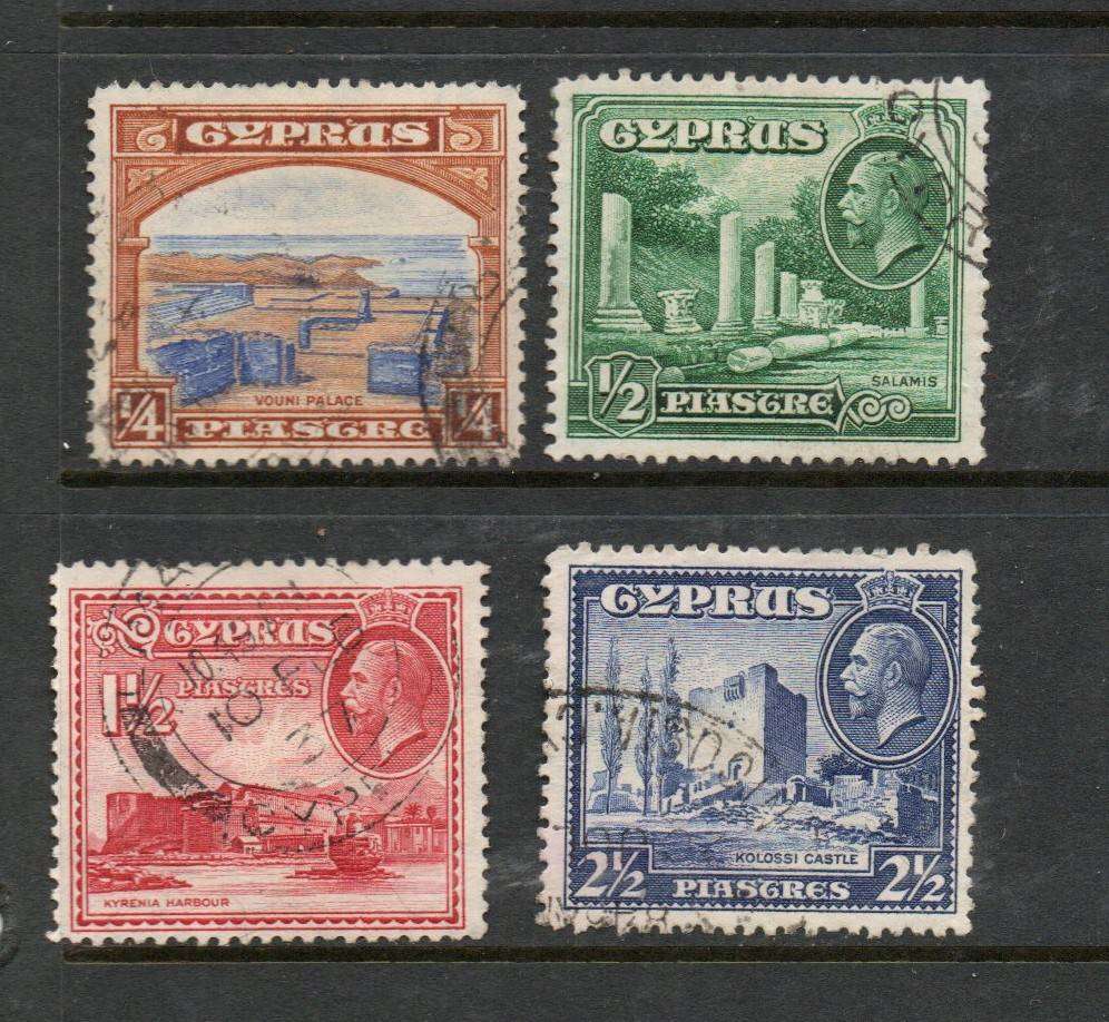 Cyprus GVR,  1934, 1/4, 1/2, 1 1/2, 2 1/2 piastres, good used
