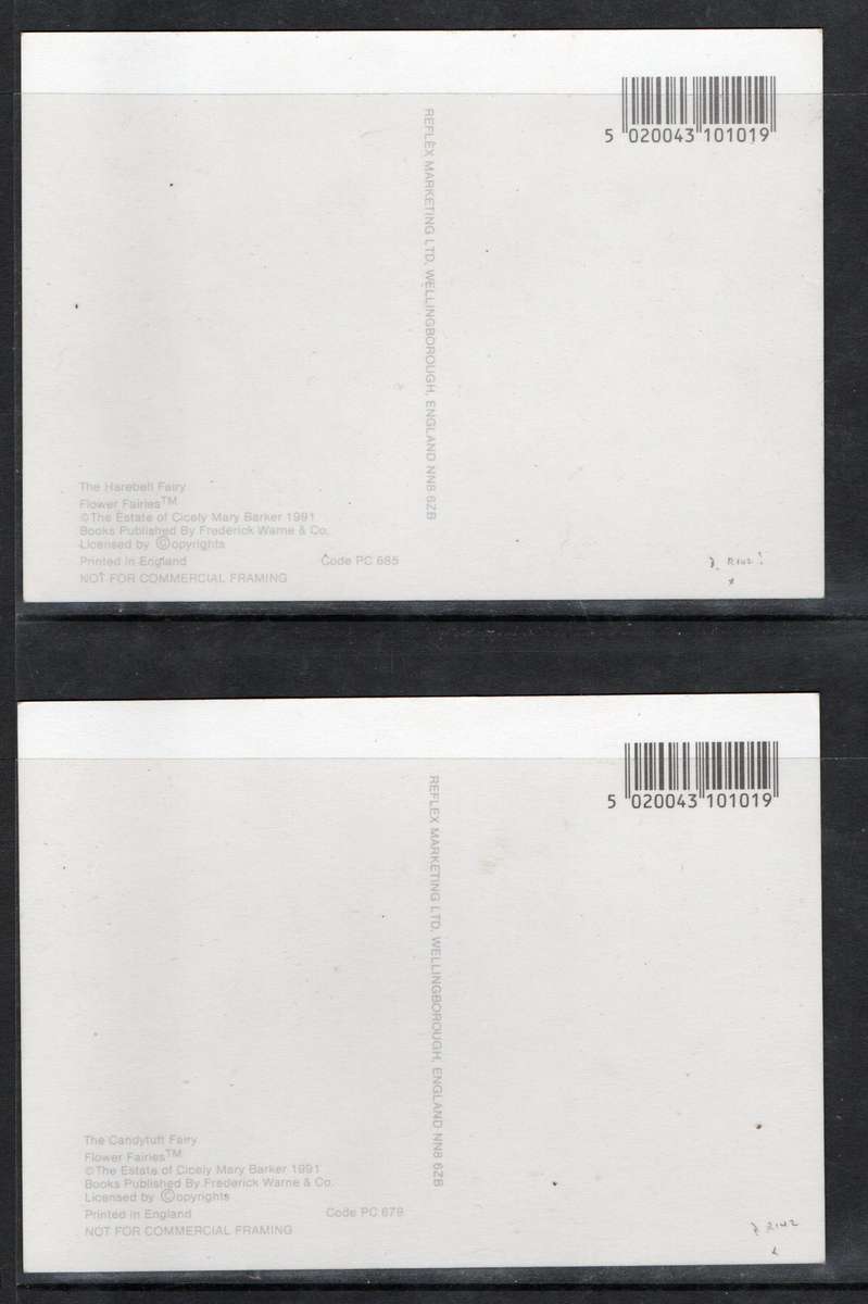 The Harebell Fairy, The Candytuft Fairy, modern postcards