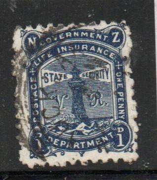 New Zealand, Life Insurance, 1902, 1d blue, sideways watermark, used