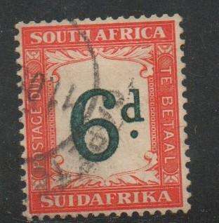 South Africa 1938, 6d postage due, green & brown-orange (SUIDAFRIKA), used