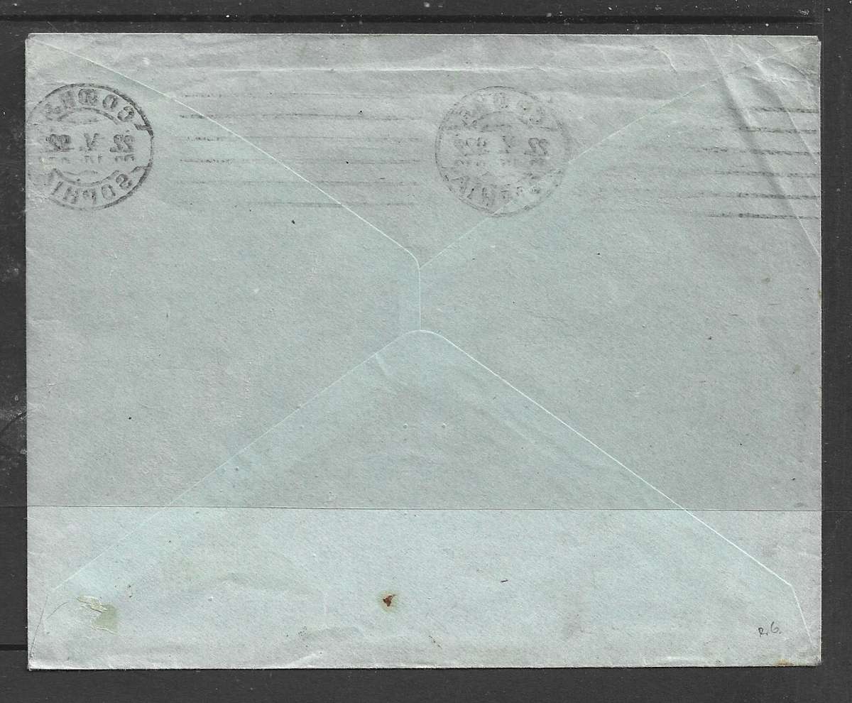Bulgaria cover to London, 60 st, SOFIA 22 V 1922 c.d.s. & bars